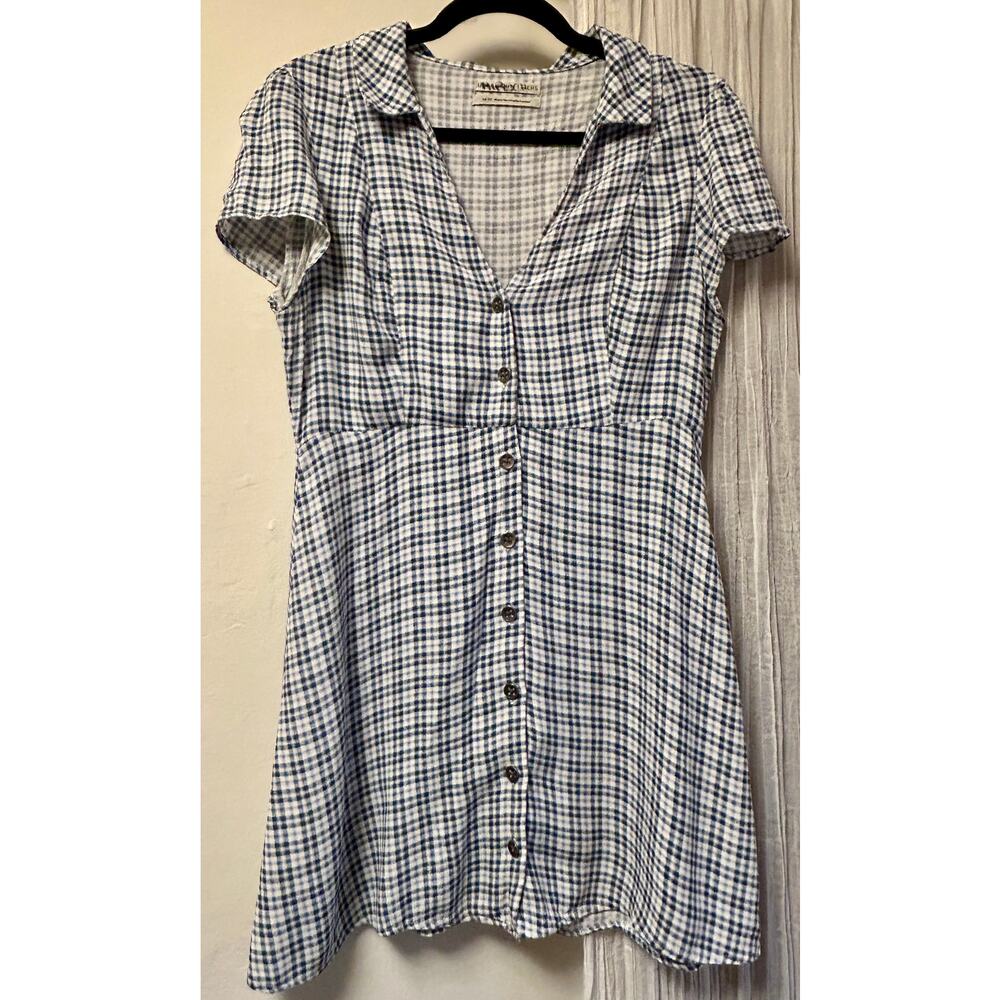 Urban Outfitters Blue Gingham Button-Front Mini Dress - Size M